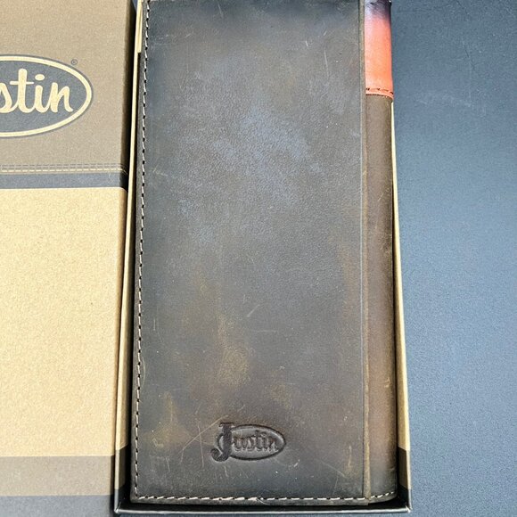 Justin Boots Genuine Leather Tooled Western Stitch Rodeo Wallet - Picture 3 of 5